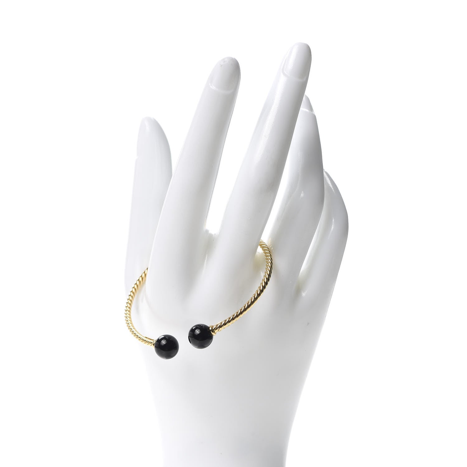 David Yurman 18K Yellow Gold Black Onyx 8.5mm Solari Bracelet 2 of 4
