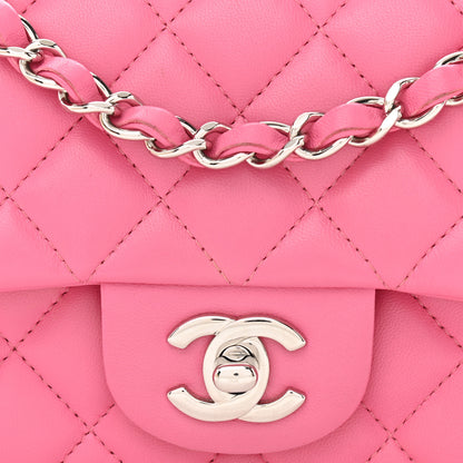 Chanel Lambskin Quilted Mini Rectangular Flap Dark Pink 8 of 14