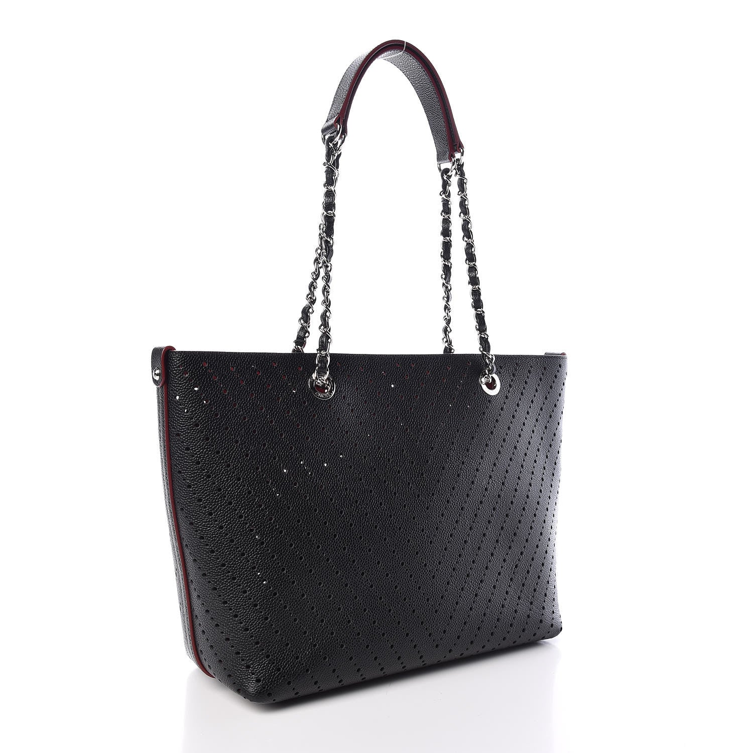 Chanel Perforated Grained Calfskin Large Shopping Tote Black 4 of 10