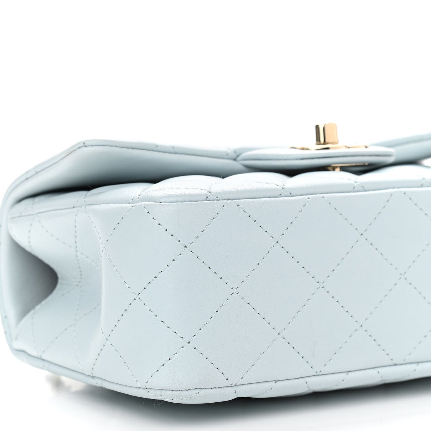 Lambskin Quilted Mini Top Handle Rectangular Flap Light Blue
