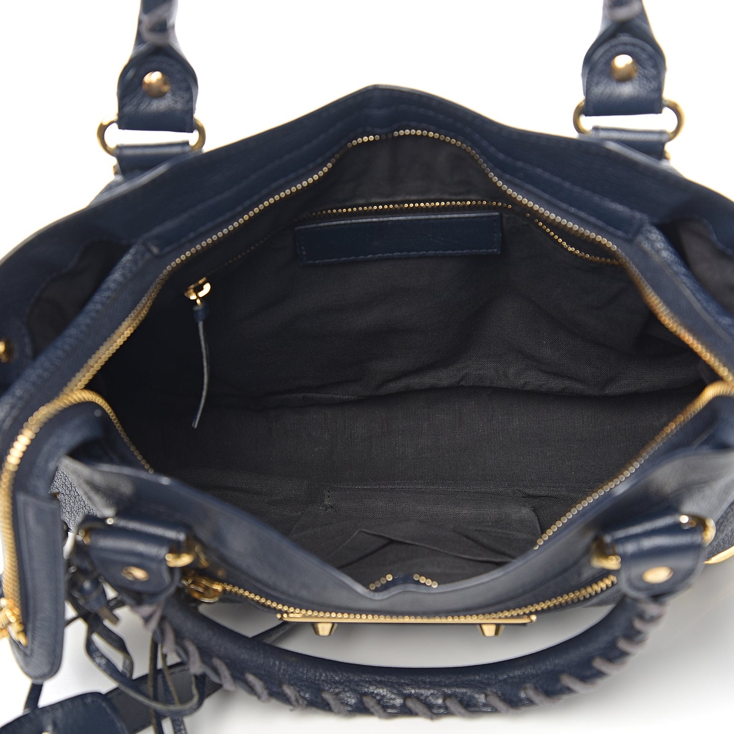 Chevre Gold Metallic Edge Hardware Town Bleu Nuit Dark Sea