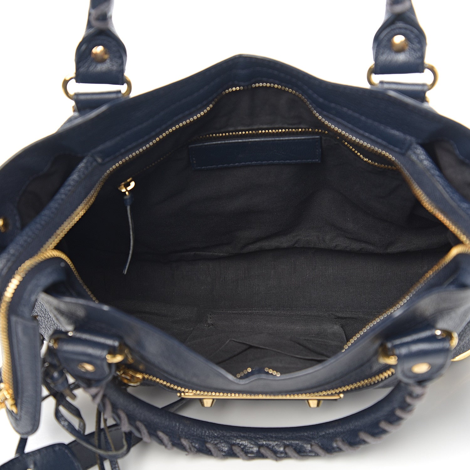 Balenciaga Chevre Gold Metallic Edge Hardware Town Bleu Nuit Dark Sea 4 of 9