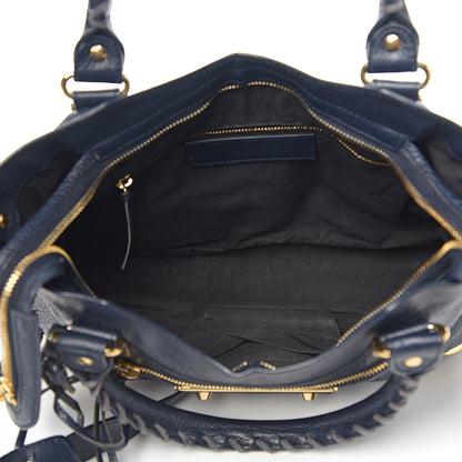 Balenciaga Chevre Gold Metallic Edge Hardware Town Bleu Nuit Dark Sea 4 of 9