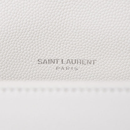 Saint Laurent Grain De Poudre Small West Hollywood Monogram Fold-Over Bag Pearl White 6 of 8
