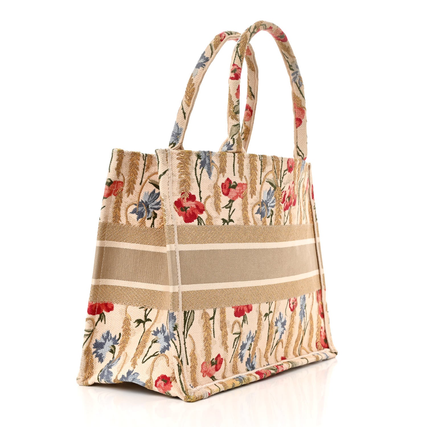 Christian Dior Canvas Embroidered Medium Hibiscus Book Tote Beige Multicolor 4 of 19