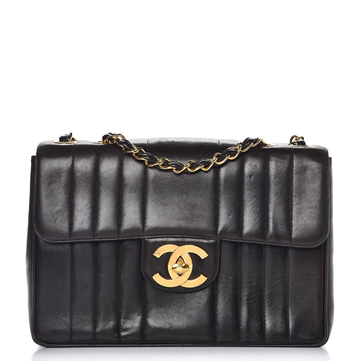 Chanel Lambskin Vertical Quilt Jumbo Single Flap Black 1 of 9