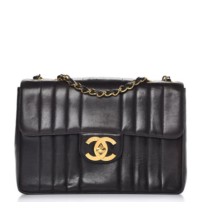 Chanel Lambskin Vertical Quilt Jumbo Single Flap Black 1 of 9