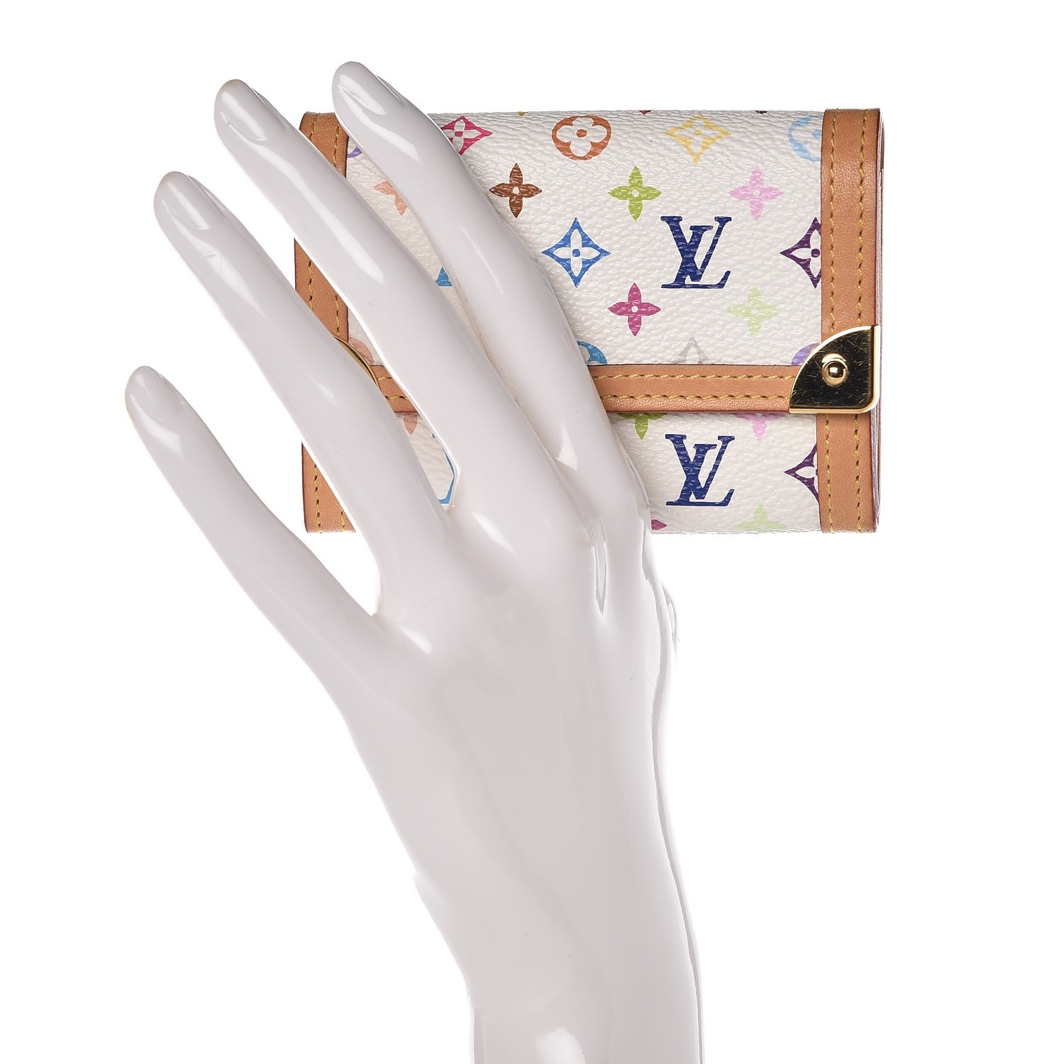 Louis Vuitton Monogram Multicolor Porte-Monnaie Plat Coin Purse White 2 of 6