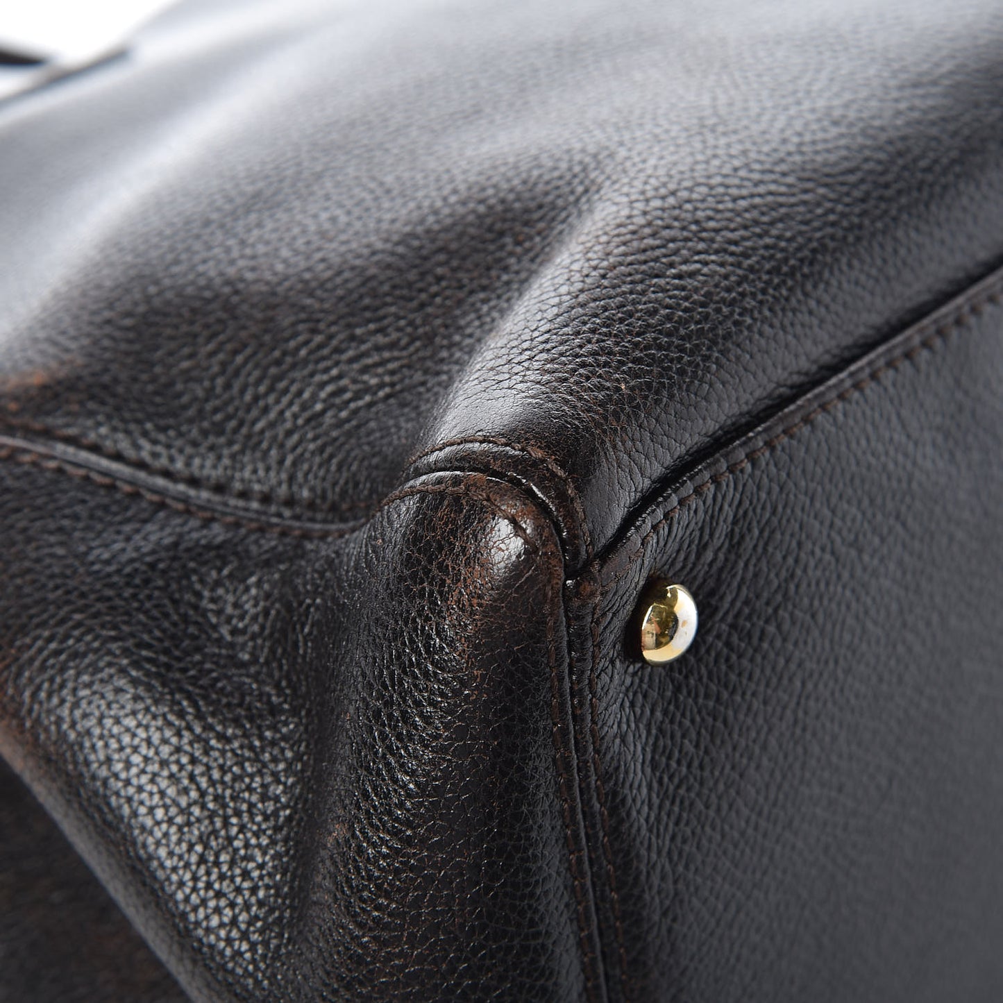 Calfskin Cerf Executive Shopper Tote Dark Brown