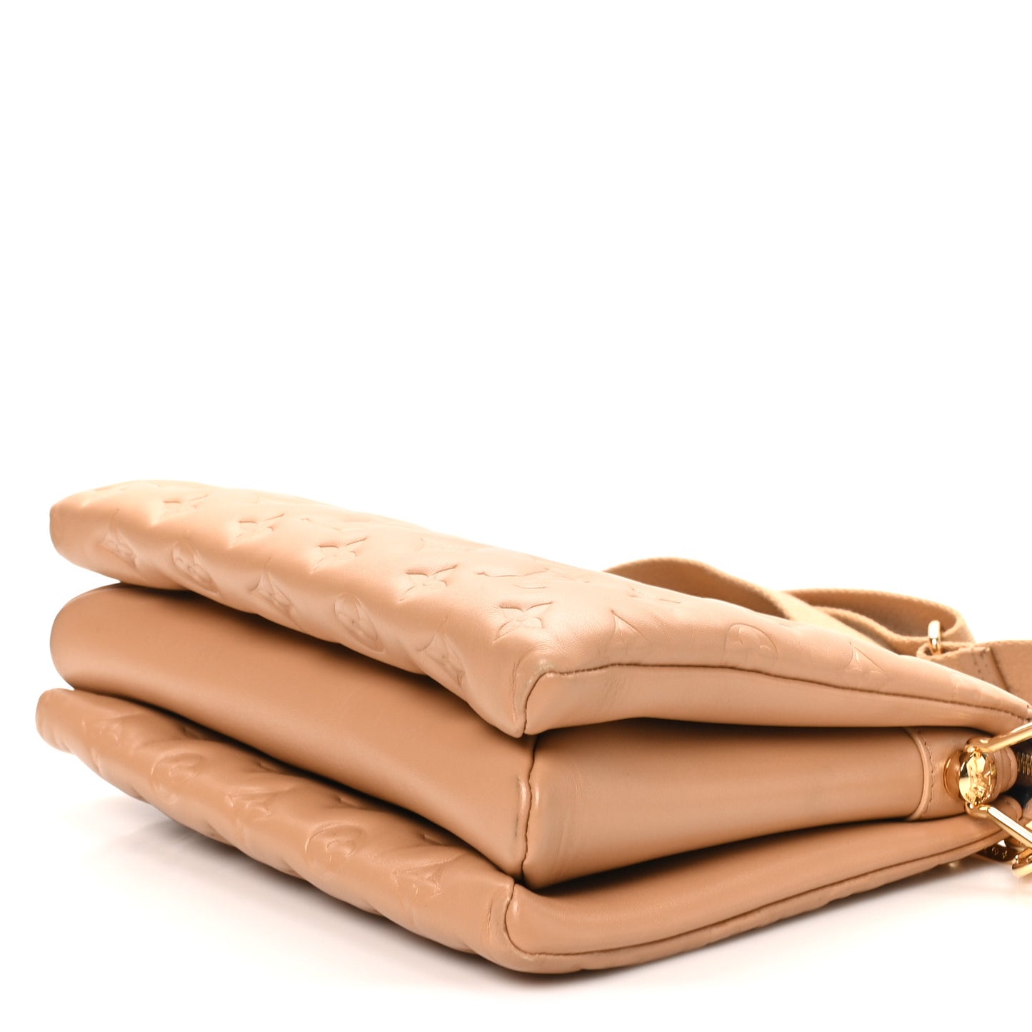 Lambskin Embossed Monogram Coussin PM Camel