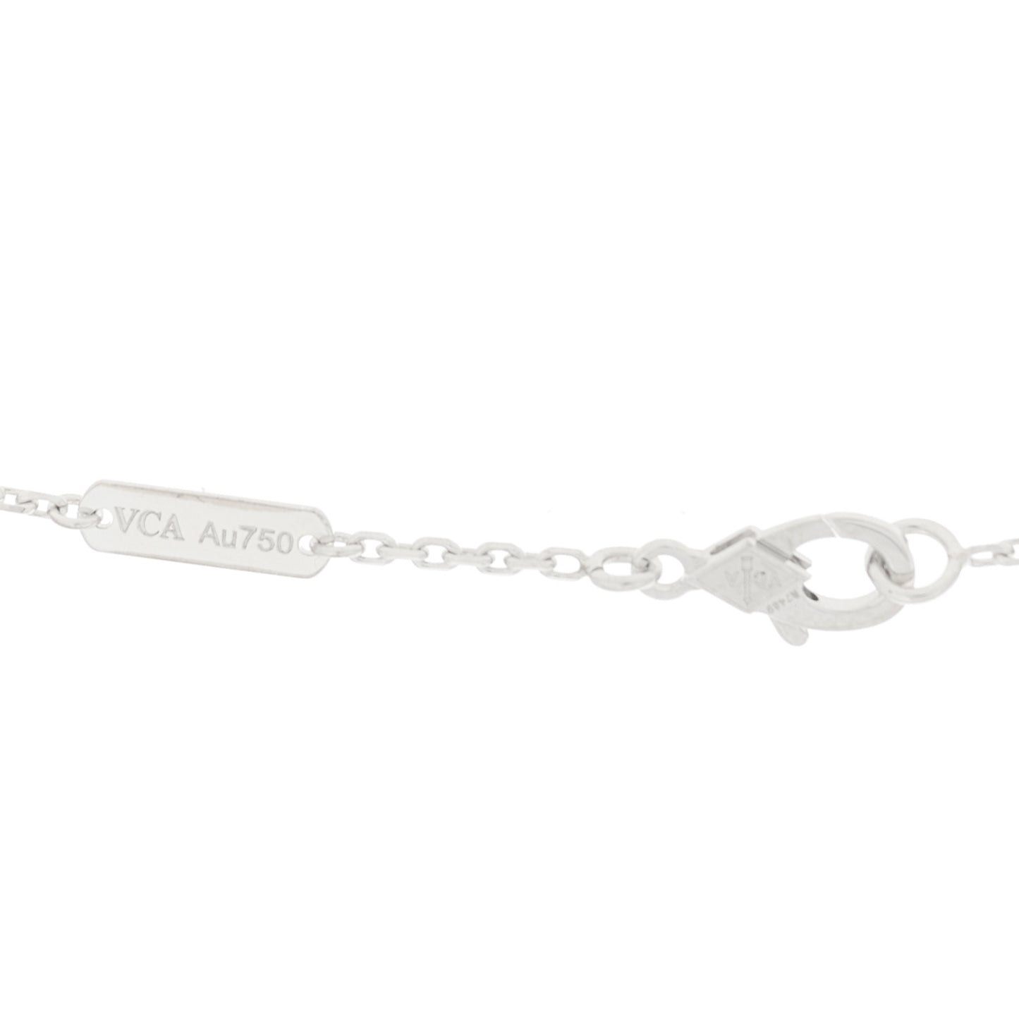 18K White Rose Gold Diamond Guilloche Vintage Alhambra Pendant Necklace