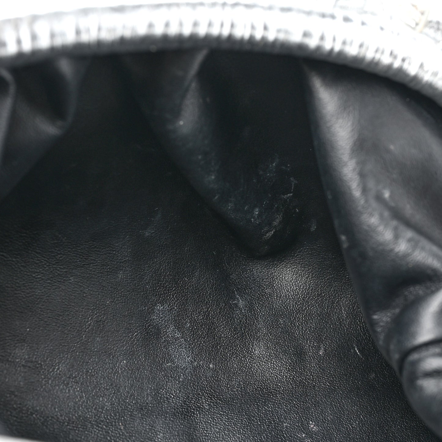 Metallic Bark Calfskin The Mini Pouch Silver