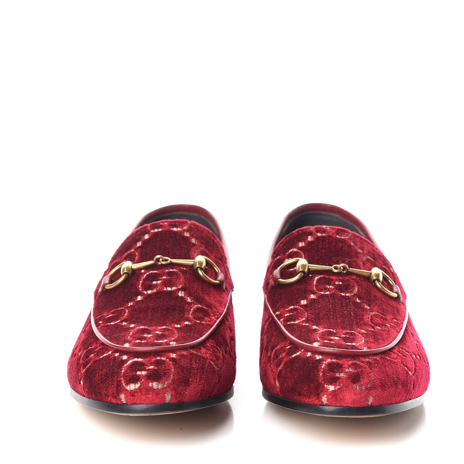 Gucci Velvet Malaga Kid GG Monogram Horsebit Womens Jordaan Loafers 38.5 Red Cipria Romantic Cerise 3 of 15