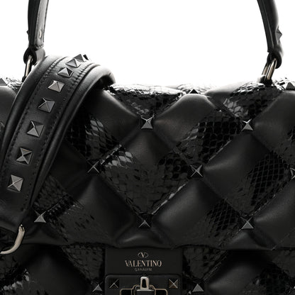 Valentino Garavani Nappa Snakeskin Monochrome Medium Candystud Top Handle Bag Black 7 of 9