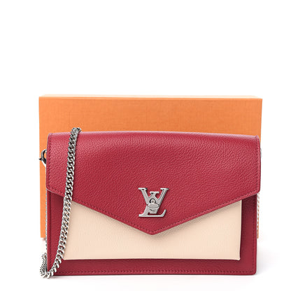 Louis Vuitton Calfskin My Lockme Chain Pochette Lie De Vin Etain Creme 9 of 9