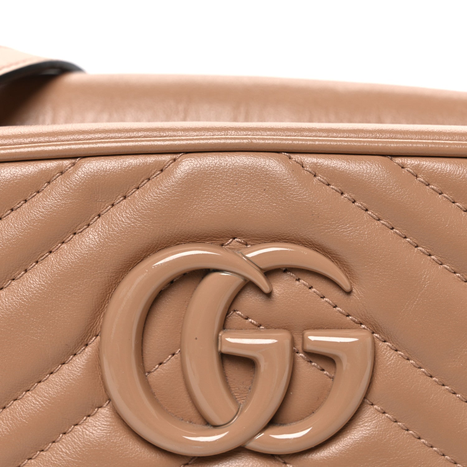 Gucci Calfskin Matelasse Monochrome Small GG Marmont Chain Shoulder Bag Camelia 8 of 12