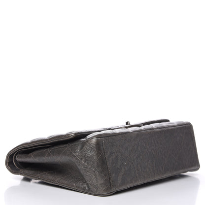 Chanel Metallic Caviar Quilted Maxi Double Flap Charcoal 4 of 17