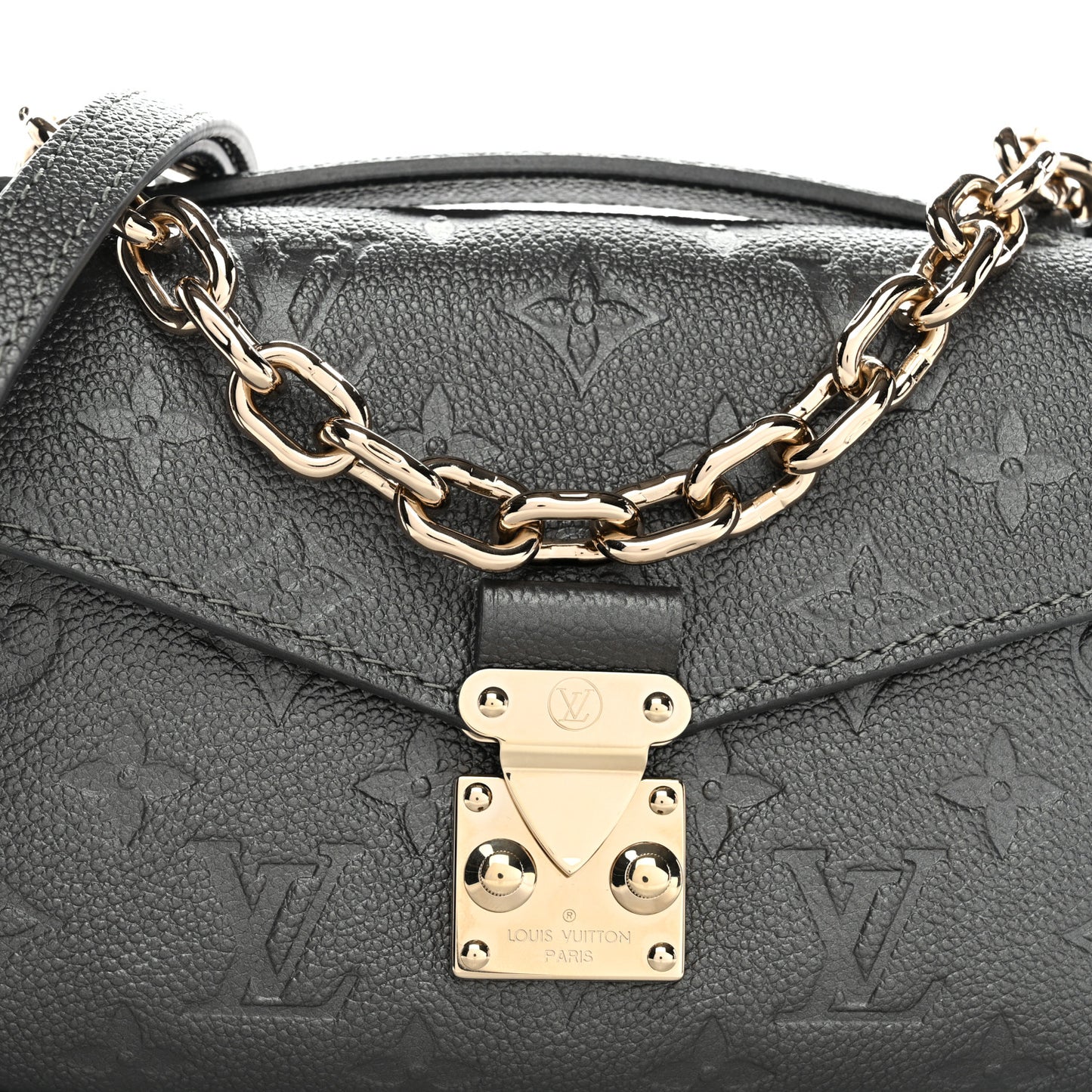 Shimmery Empreinte LV Ski Pochette Metis East West Gun Metal
