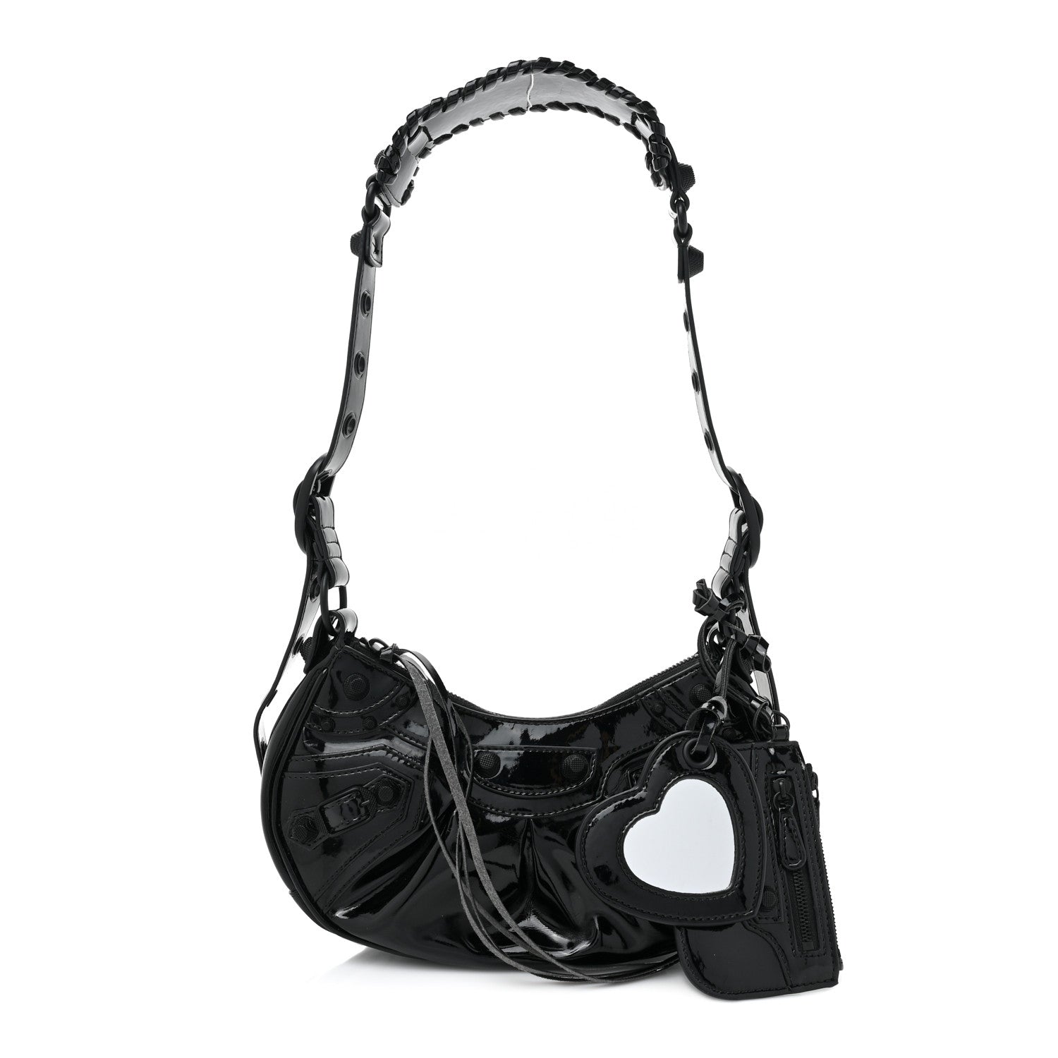 Balenciaga Patent Faux Leather Le Cagole Shoulder Bag XS Black 1 of 9