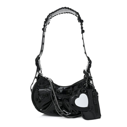 Balenciaga Patent Faux Leather Le Cagole Shoulder Bag XS Black 1 of 9