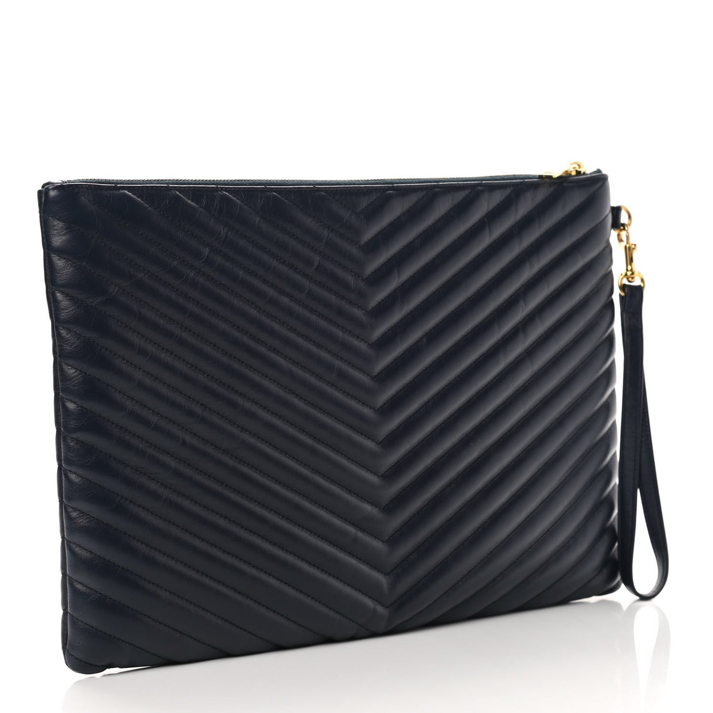 Calfskin Matelasse Chevron Monogram Document Holder Marine