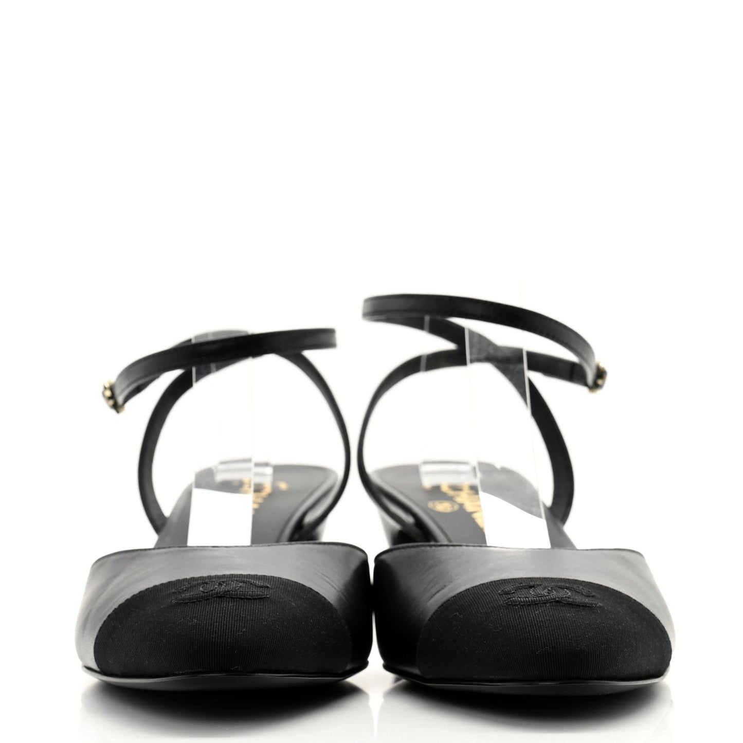 Lambskin Grosgrain Cap Toe CC Slingback Pumps 40 Black