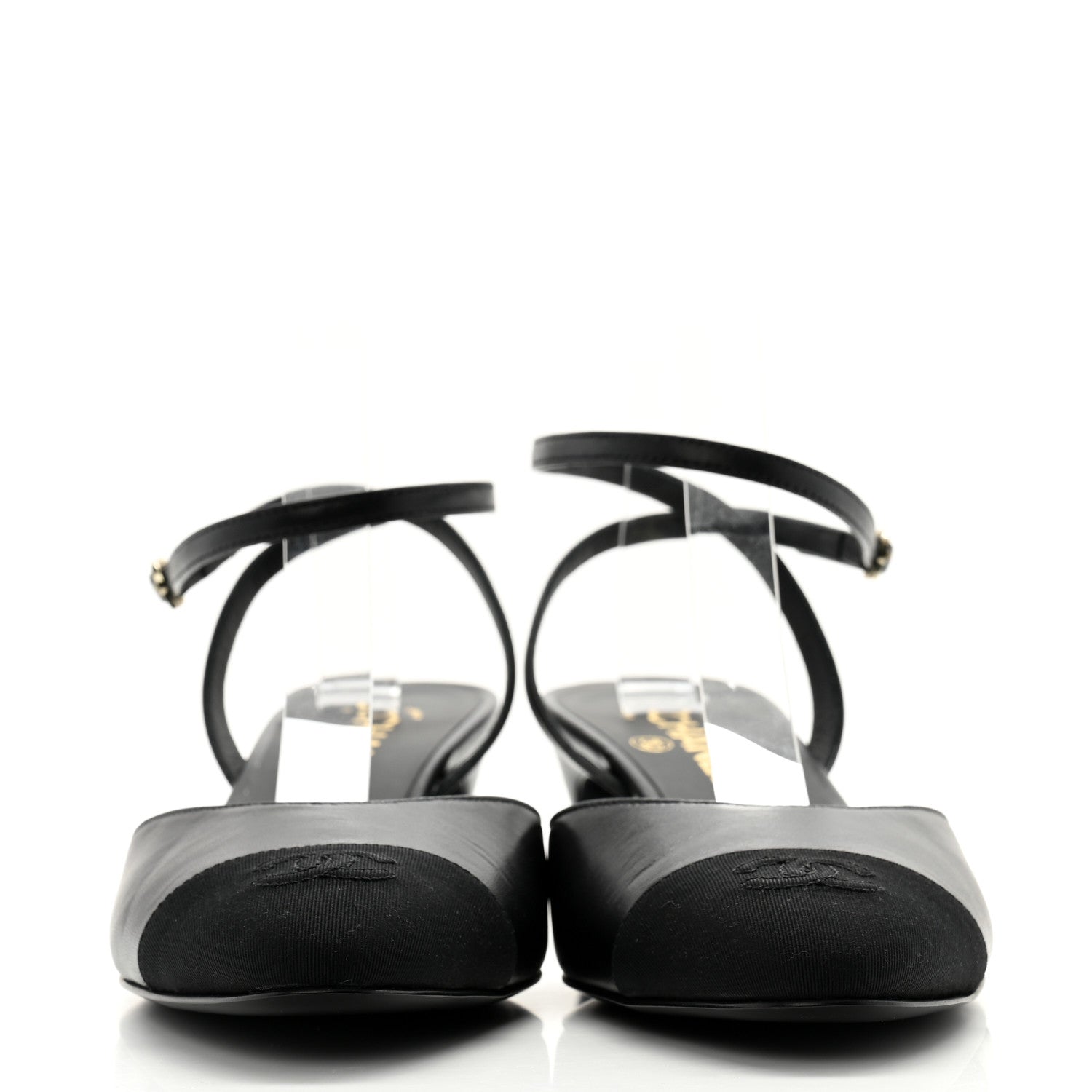 Chanel Lambskin Grosgrain Cap Toe CC Slingback Pumps 40 Black 2 of 11
