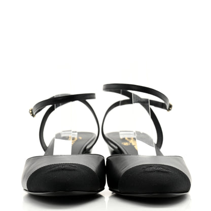 Chanel Lambskin Grosgrain Cap Toe CC Slingback Pumps 40 Black 2 of 11