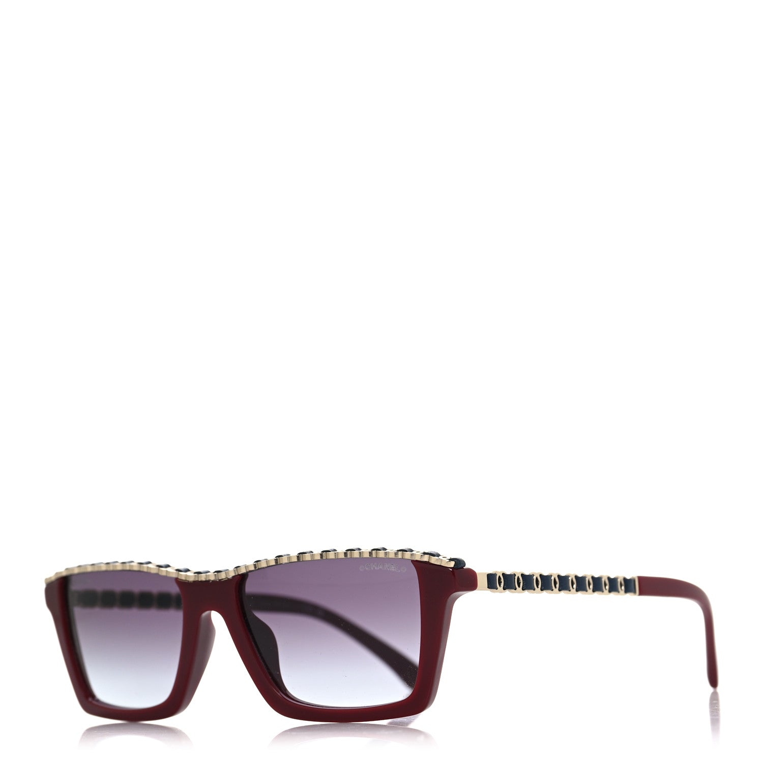 Chanel Acetate Metal Calfskin CC Square Sunglasses 5548-Q-A Burgundy 1 of 7
