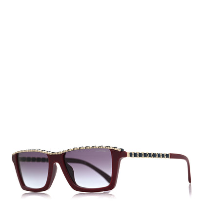 Chanel Acetate Metal Calfskin CC Square Sunglasses 5548-Q-A Burgundy 1 of 7