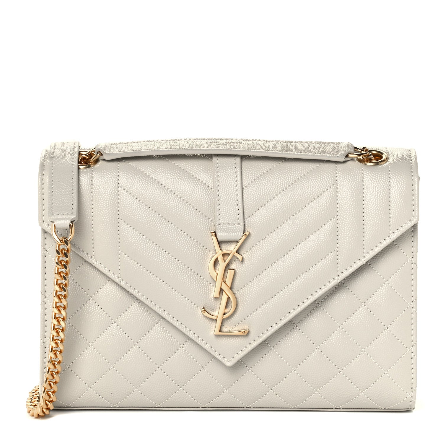 Saint Laurent Grain De Poudre Textured Mixed Matelasse Medium Triquilt Monogram Satchel Crema Soft 1 of 11