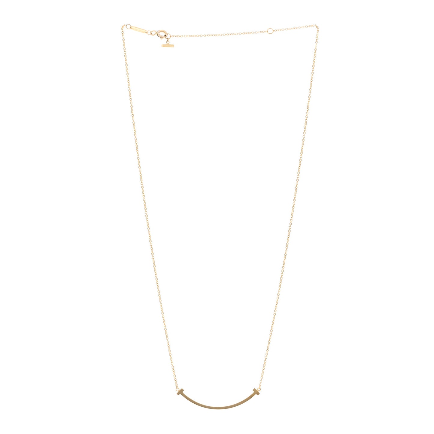 18K Yellow Gold Small T Smile Pendant Necklace