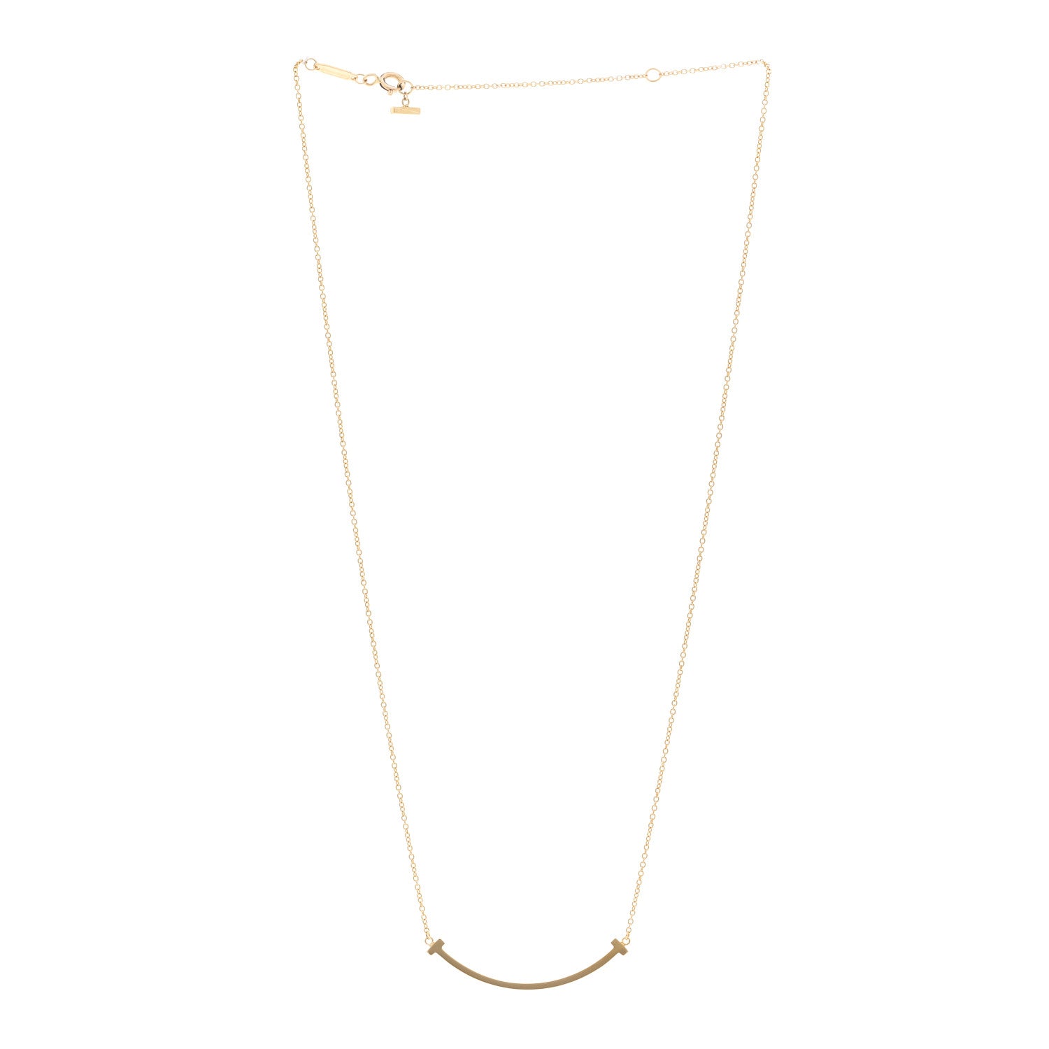 Tiffany 18K Yellow Gold Small T Smile Pendant Necklace 3 of 5