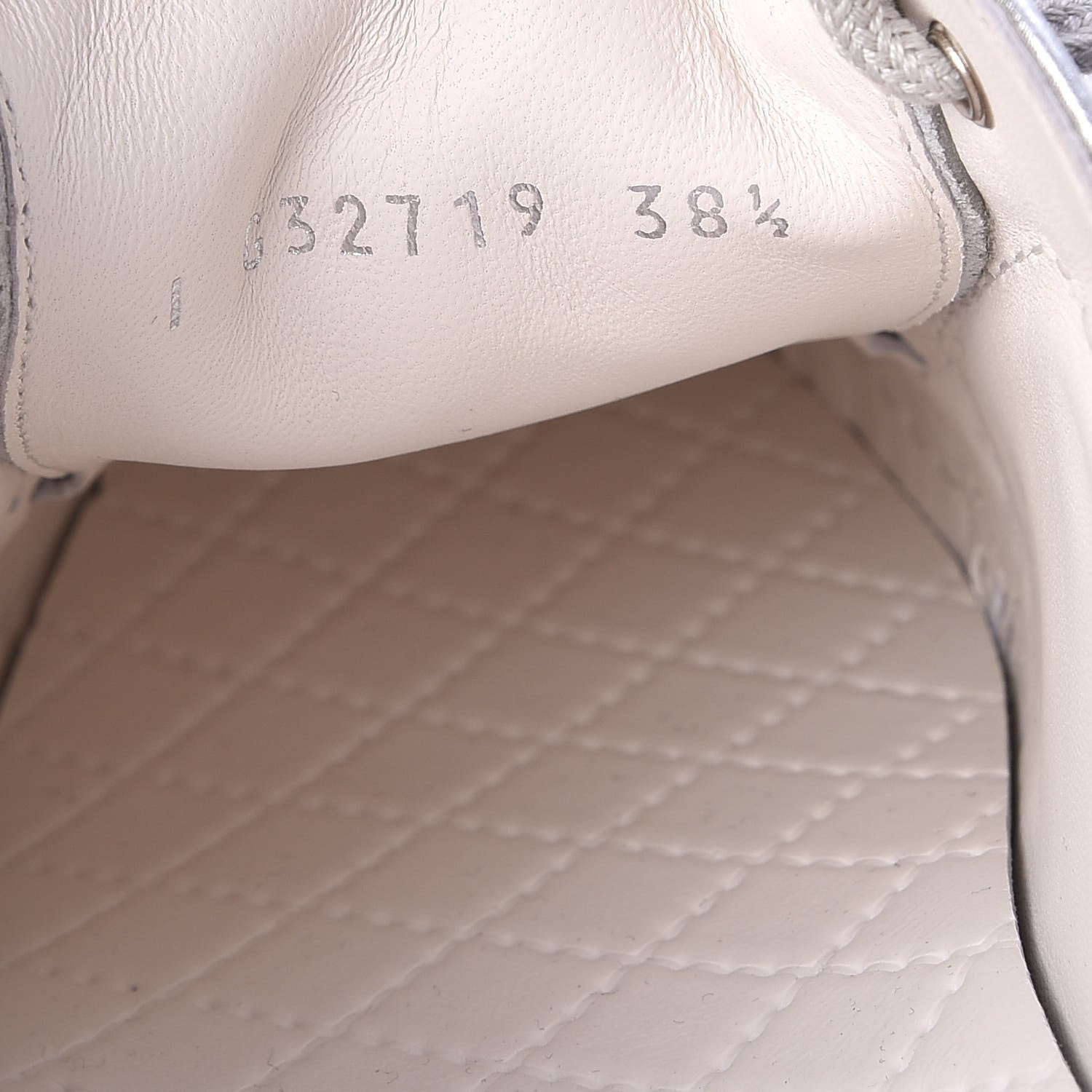 Chanel Iridescent Calfskin Sneakers 38.5 White Silver 9 of 10
