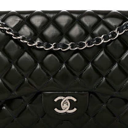 Chanel Patent Quilted Jumbo Double Flap Navy 8 of 10