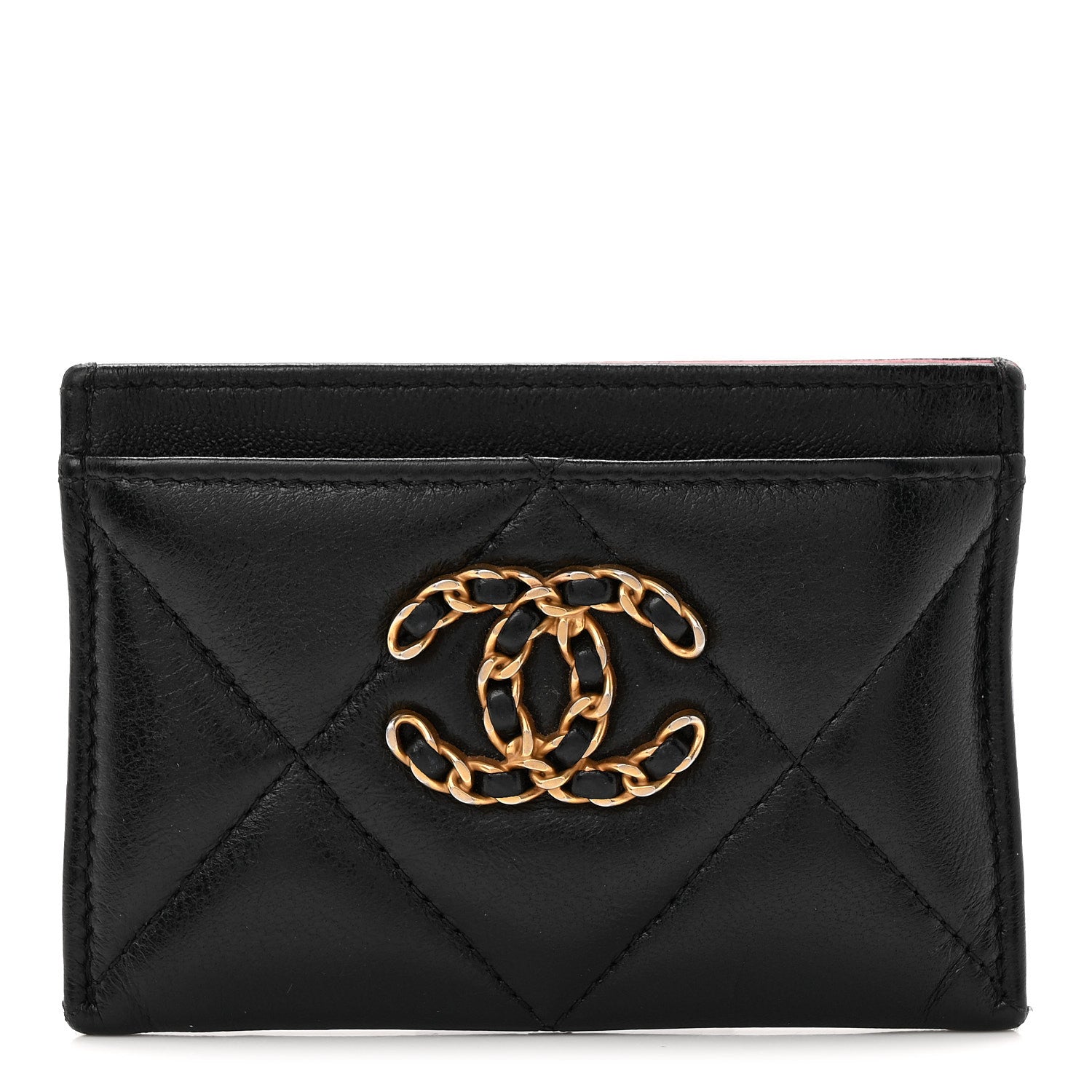 Chanel Lambskin Quilted Chanel 19 Card Holder Black 1 of 9
