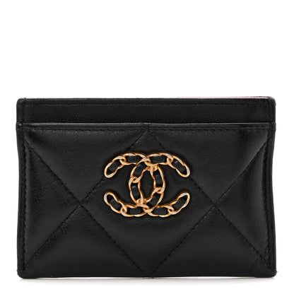 Chanel Lambskin Quilted Chanel 19 Card Holder Black 1 of 9