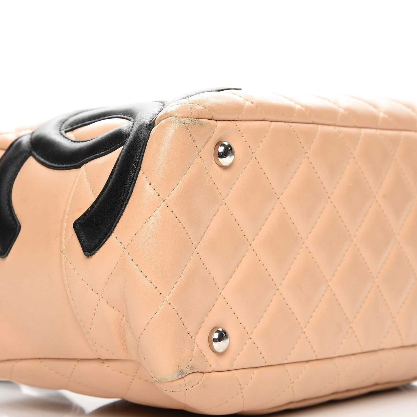 Calfskin Quilted Large Cambon Bowler Beige Black