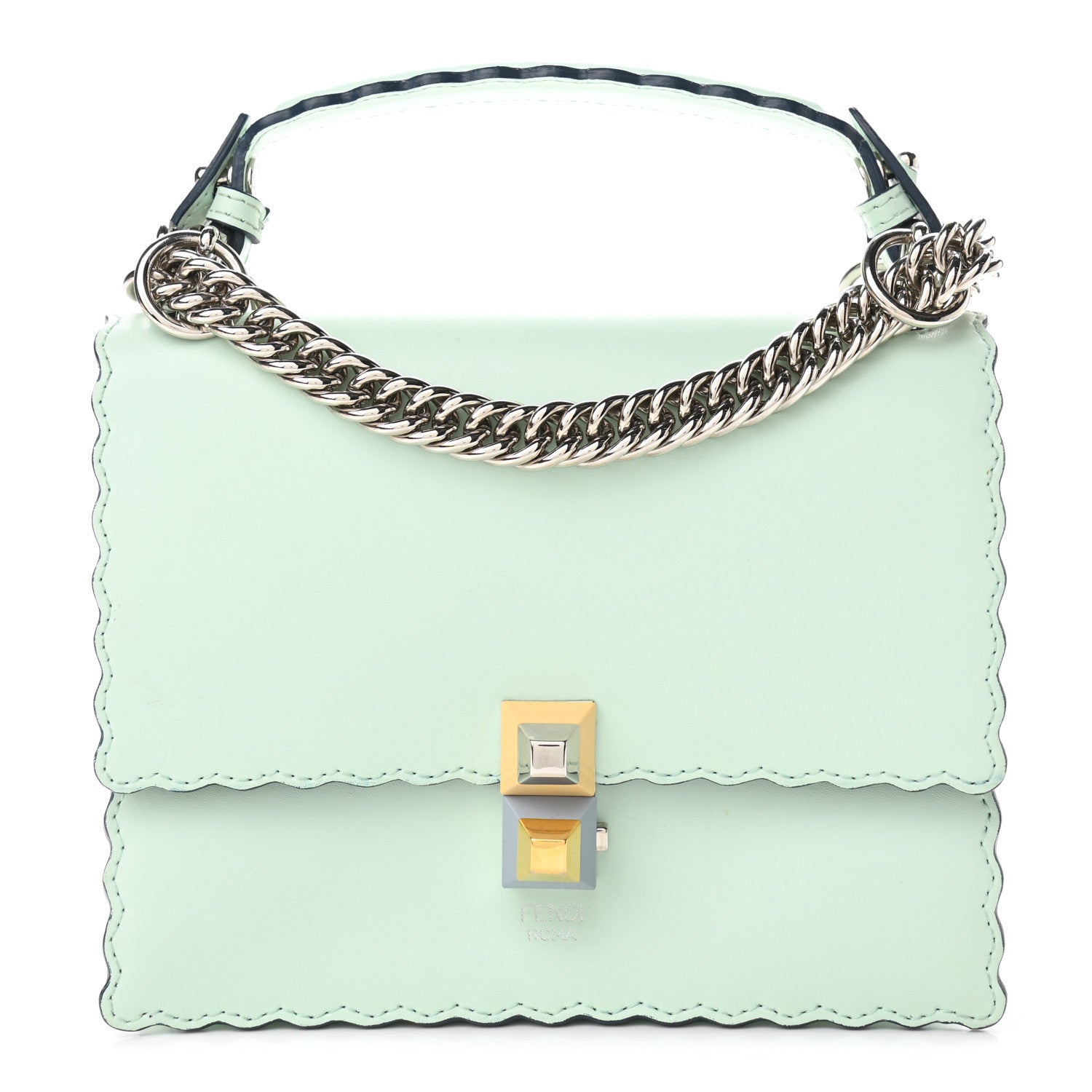 Fendi Vitello Liberty Scalloped Studded Small Kan I Shoulder Bag Fairy Green 1 of 10