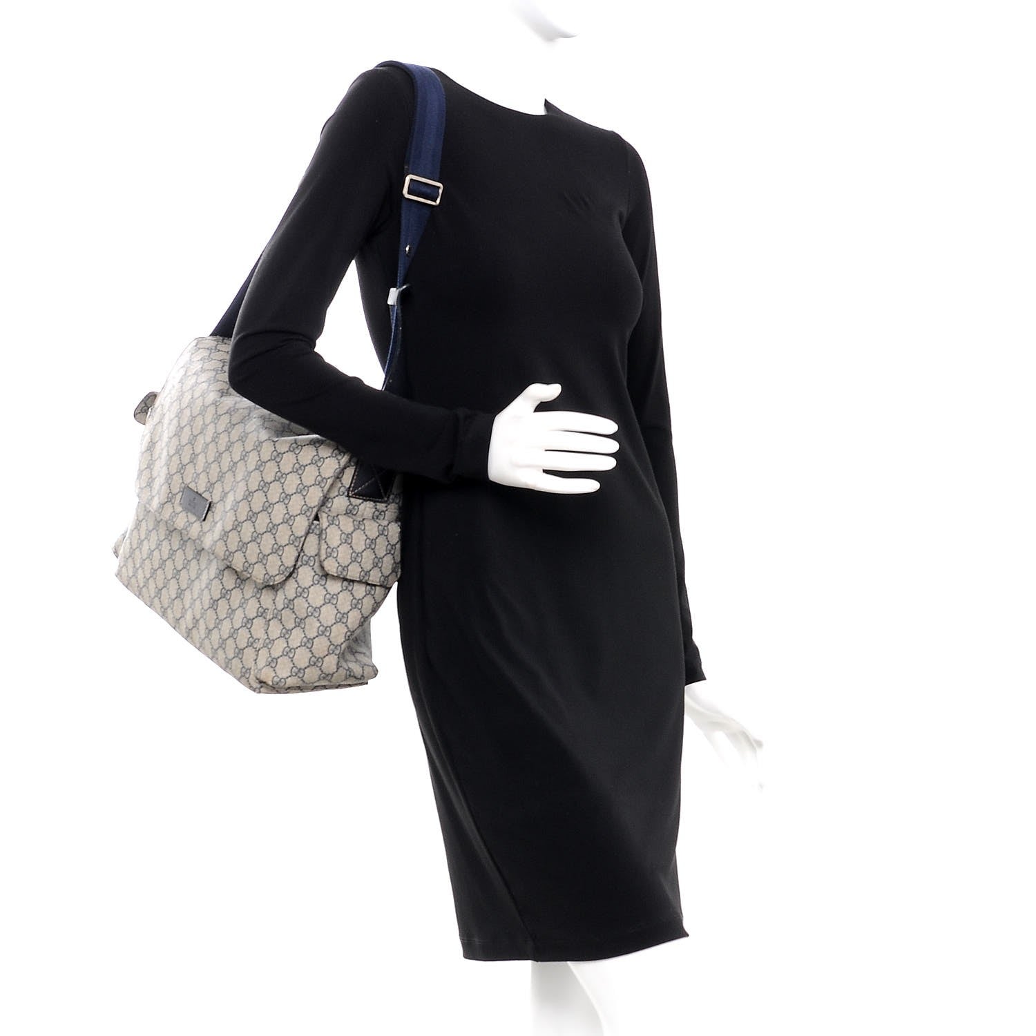 Gucci GG Plus Monogram Messenger Diaper Bag Navy 2 of 8