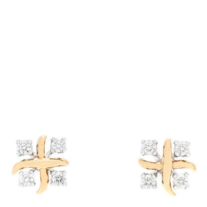 Tiffany Platinum 18K Yellow Gold Diamond Schlumberger Lynn Earrings 1 of 5