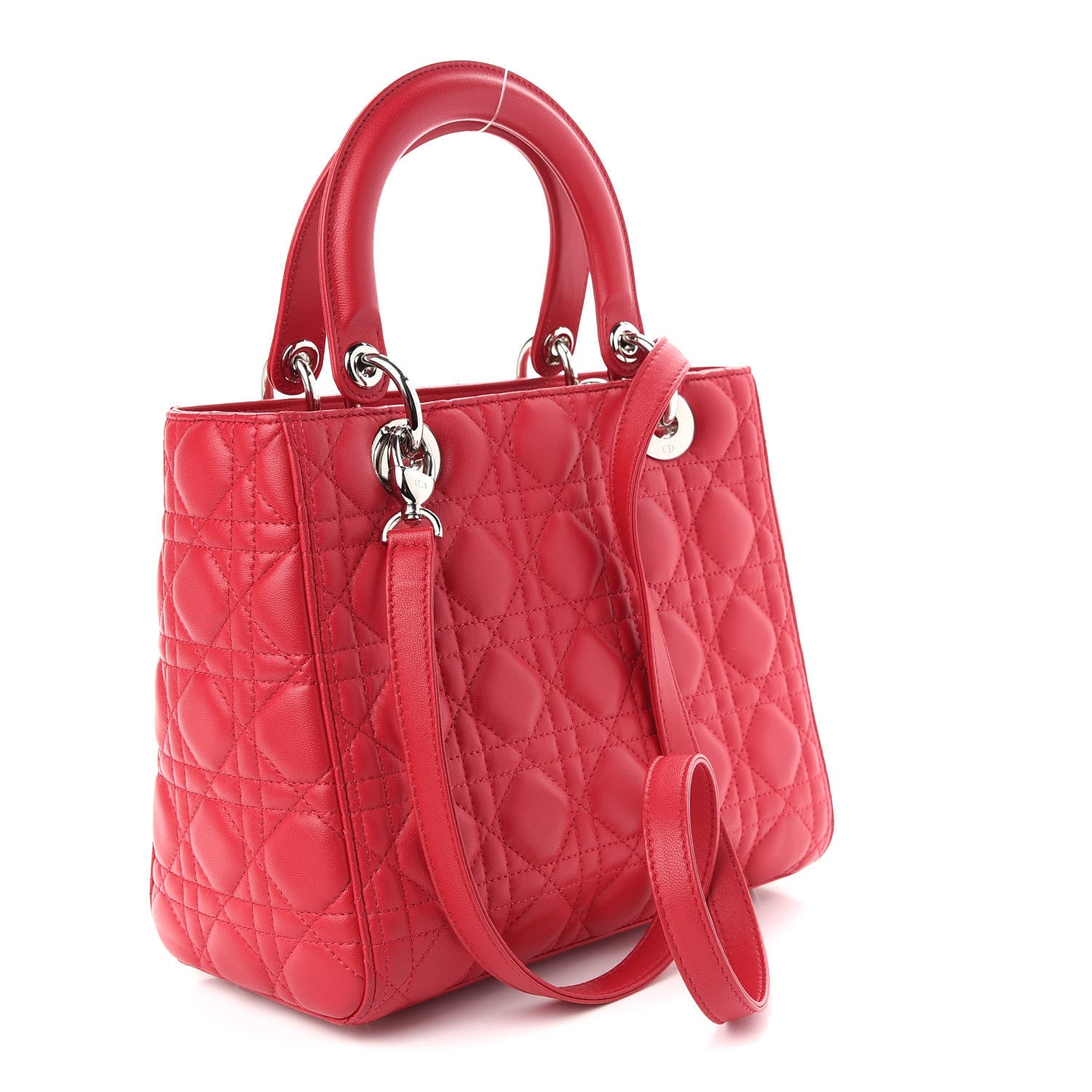 Christian Dior Lambskin Cannage Medium Lady Dior Red 2 of 8