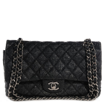 Chanel Crackled Calfskin Medium Double Flap Black 1 of 9