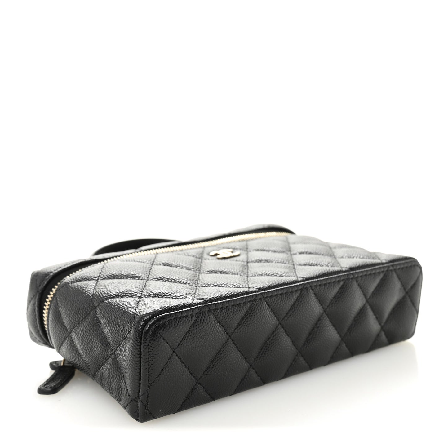 Caviar Quilted Top Handle Slim Vanity With Chain Black
