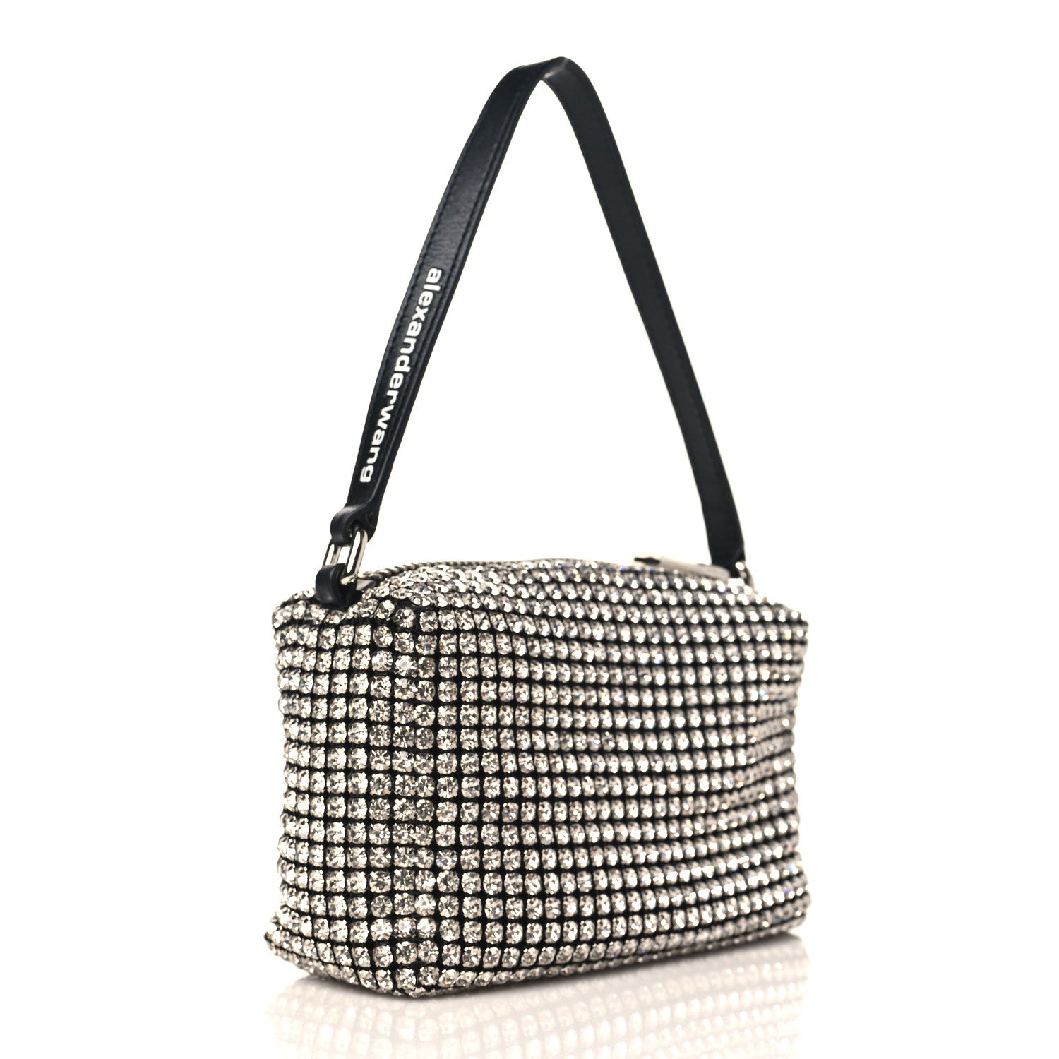 Alexander Wang Mesh Crystal Rhinestone Mini Heiress Pouch Black Silver 3 of 8