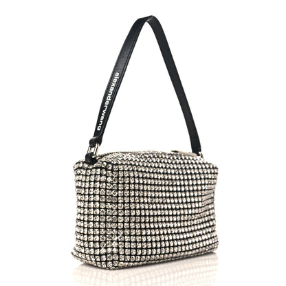 Alexander Wang Mesh Crystal Rhinestone Mini Heiress Pouch Black Silver 3 of 8