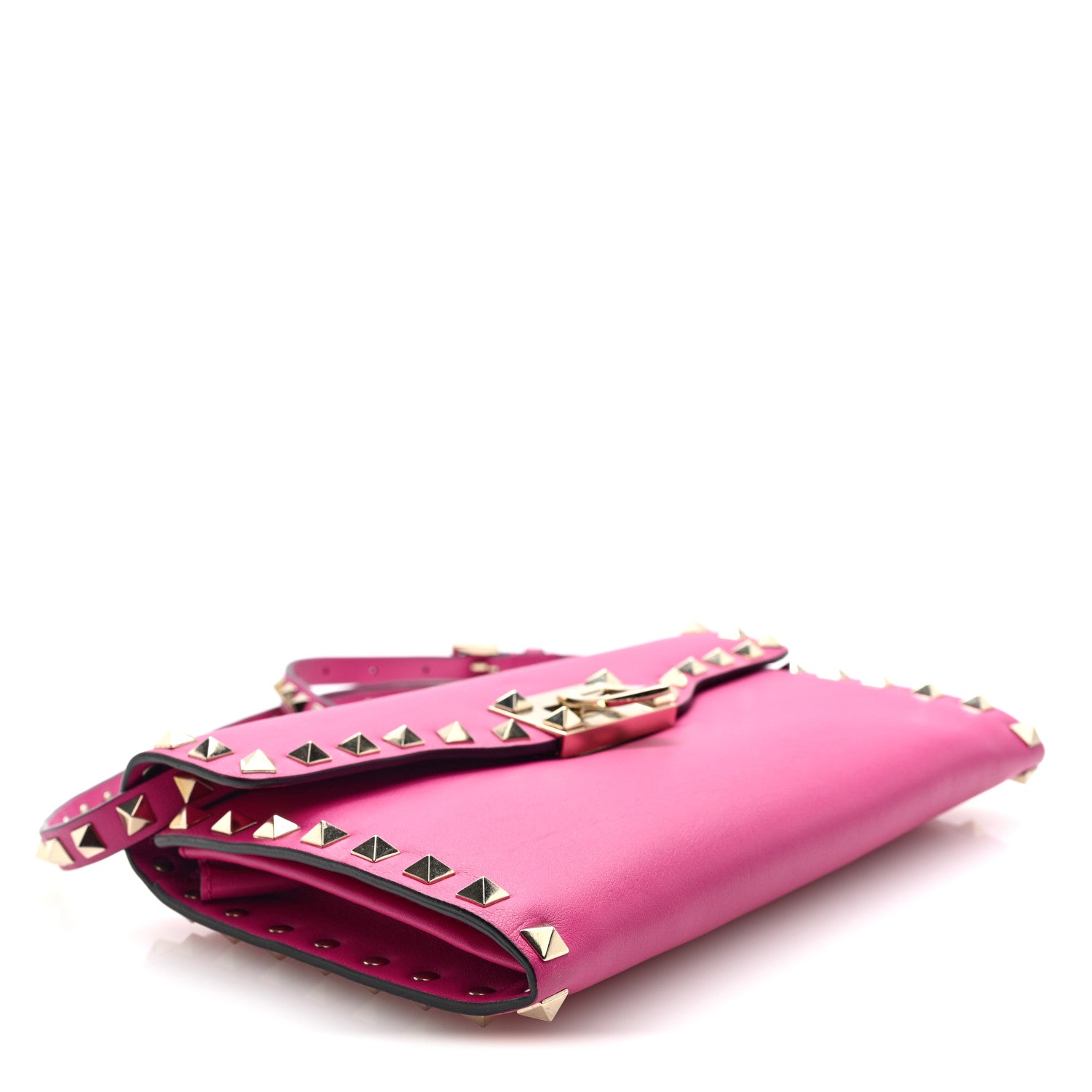 Valentino Garavani Vitello Medium Rockstud Flip Lock Crossbody Bag Bright Fuxia 4 of 9