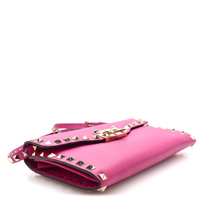 Valentino Garavani Vitello Medium Rockstud Flip Lock Crossbody Bag Bright Fuxia 4 of 9