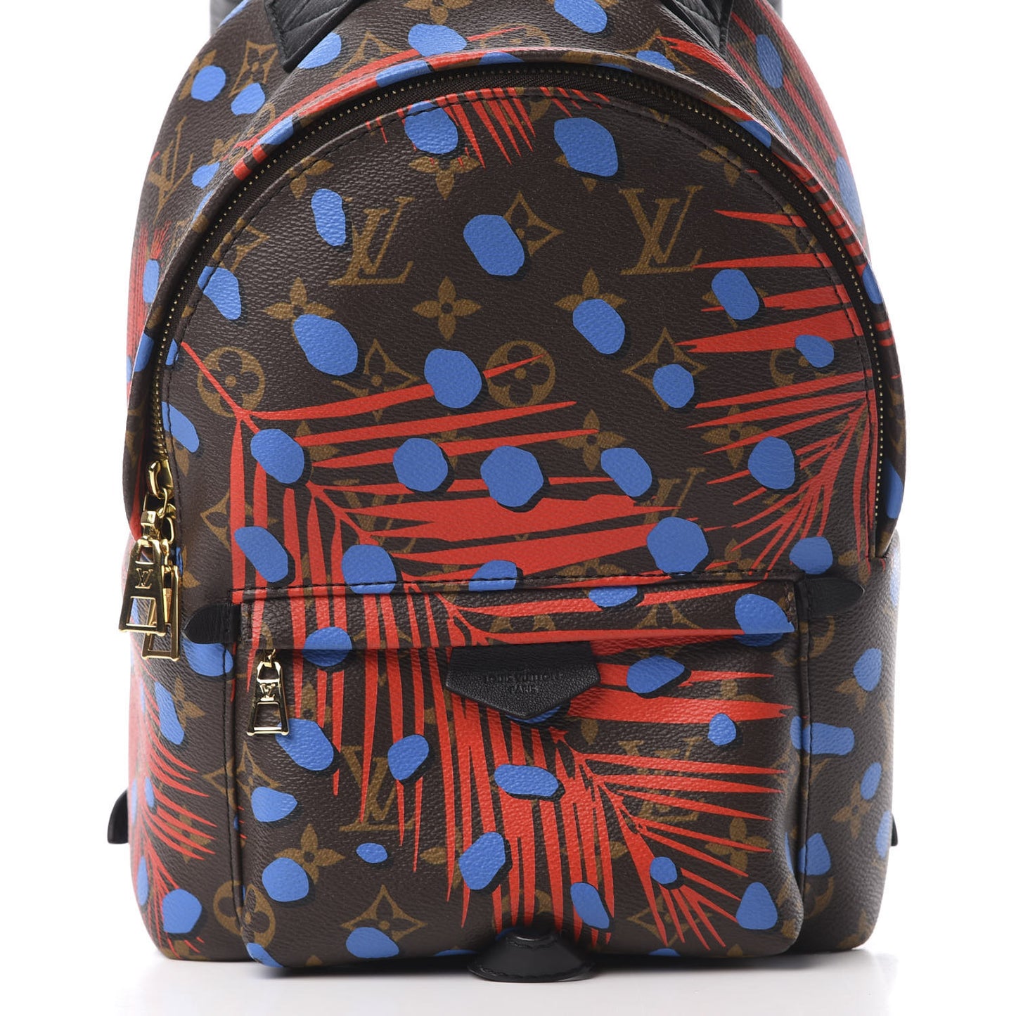 Monogram Jungle Dots Palm Springs Backpack PM Coquelicot Denim