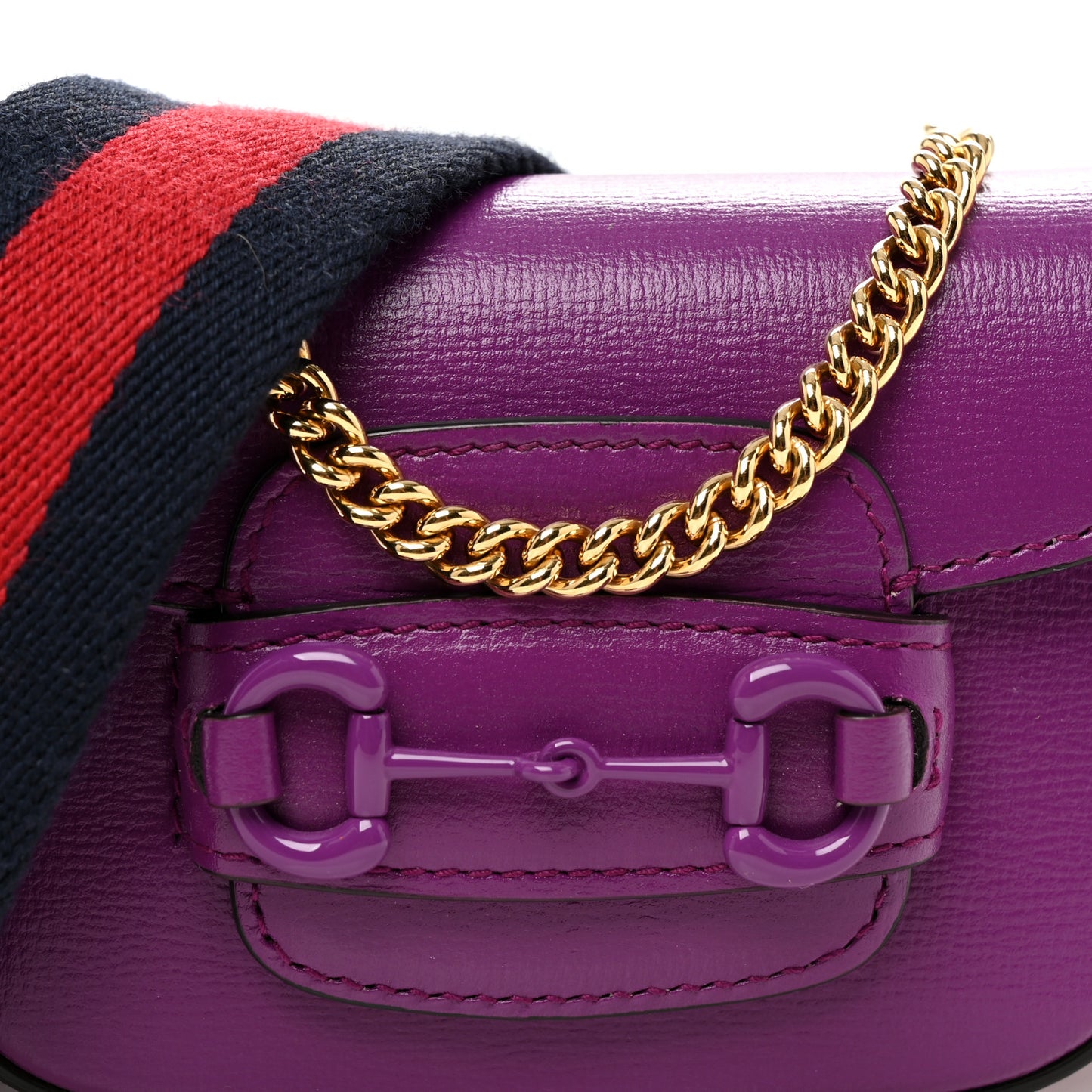 Azalea Calfskin Web Monochrome Horsebit 1955 Wallet On Strap Purple
